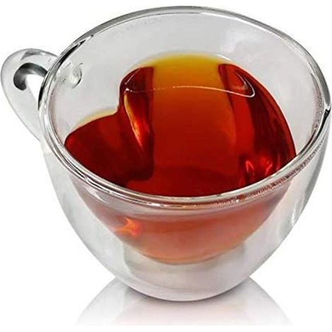 Mug en verre à double paroi en forme de cœur, résistant au thé Kungfu, tasse à lait et jus de citron, tasse à café pour amoureux, cadeau (1/5)