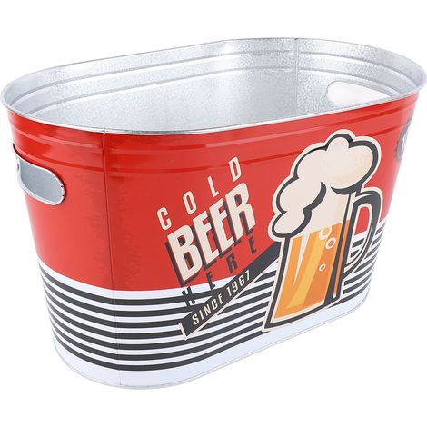 Seau à bière ovale avec anse latérale, grande capacité, anti-rouille élégant, idéal bar et barbecue, réfrigérant champagne, petit format (1/5)