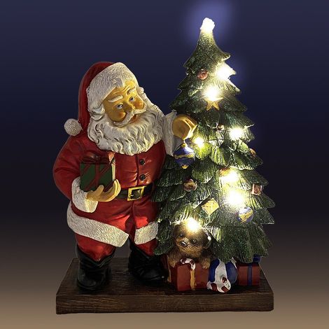 Kaemingk Figura Papa Noel con Luces LED Blanco Calido en Poliresina 30 cm (1/2)