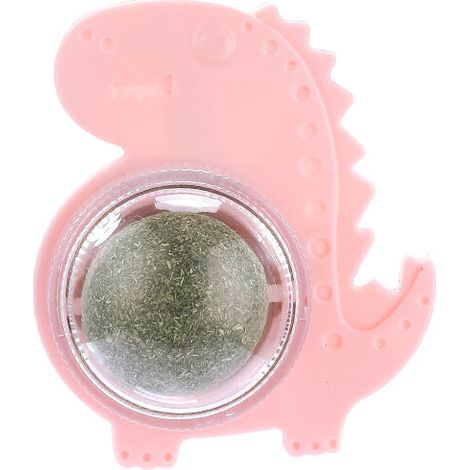 Chat jouet balle cataire balle teasing chat balle rotative balle molaire bâton dent nettoyage balle teasing chat jouet balle interactive , Rose, dinosaure (1/5)