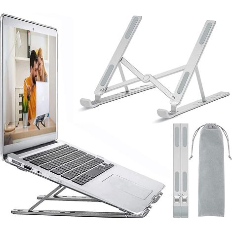 support Ordinateur Portable, Support Pc Portable Ventil En Aluminium Rglable, Refroidisseur Ergonomique Compatible Avec Macbook Air, Hp, Dell, 10- (1/5)