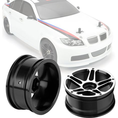 Lot de 4 moyeux de roue en alliage d'aluminium de 1,9 pouce pour voiture télécommandée RC 1:10 (escalade/drift, noir) (1/5)