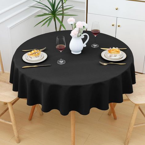 Nappe lavable ronde 140cm, imperméable, facile d'entretien, noir