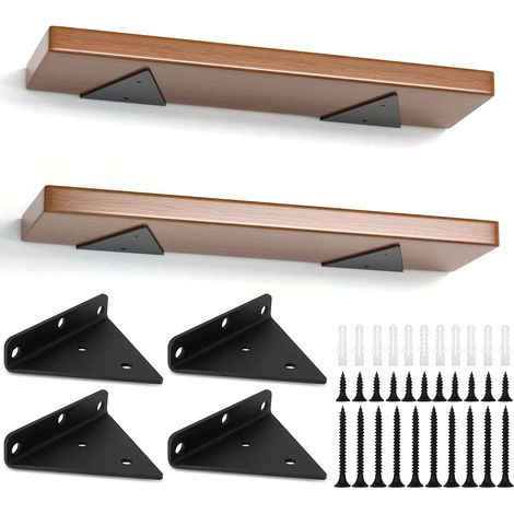 Set di 4 staffe per mensole triangolari, supporti per mensole galleggianti in ferro da 8 cm, staffe per mensole in metallo da parete per mensole aperte fai da te