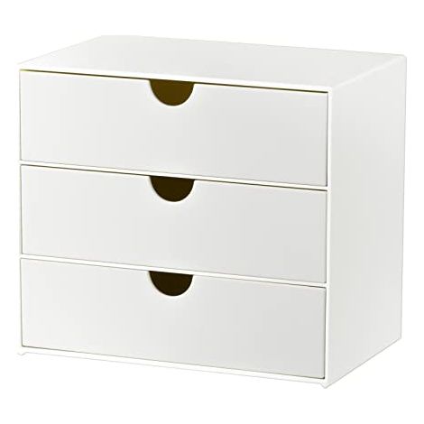 Organisateur de maquillage - Boîte de rangement créative à trois tiroirs - Organisateur de soins de la peau - 17 x 11 x 15 cm Blanc (1/4)
