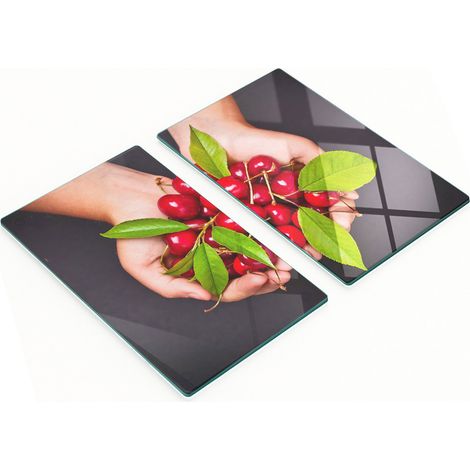 Tablas de vidrio duraderas y elegantes con estampado de cerezas en manos, 2x30x52 cm. (1/5)