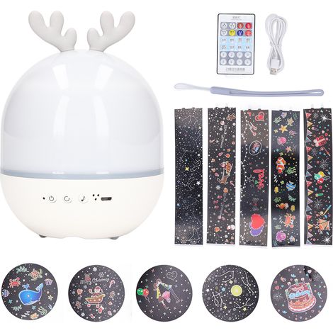 Projecteur d'Étoiles pour Enfants avec Télécommande - Veilleuse Musicale Multicolore pour Chambre Bébé en Forme de Cerf Mignon (1/5)