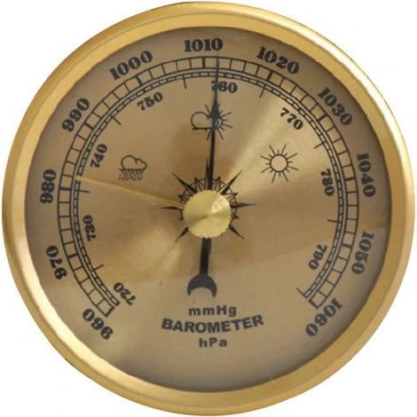 Baromètre métallique rond multi-tailles incrusté, baromètre artisanal, indicateur de température et d'humidité, récipient à trois cadrans. (1/5)