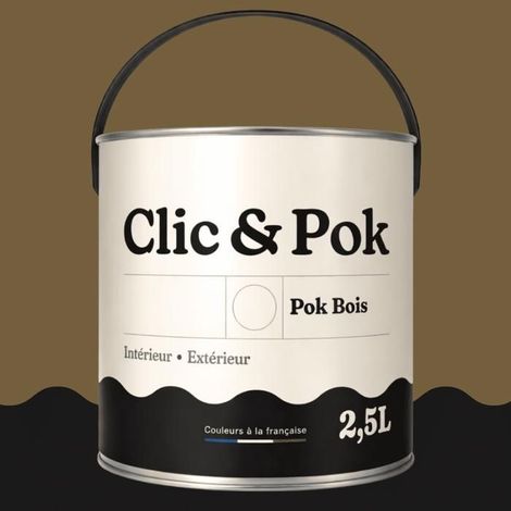 Peinture Bois Extérieur – POK BOIS - 2,5L - RAL 7008 - Gris kaki- Résistante aux intempéries - Ne s'écaille pas