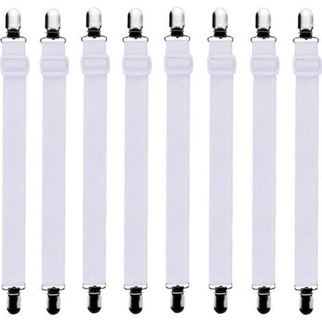 Tendeur de drap réglable 8 pièces Blanc 30-120cm pour matelas et canapé