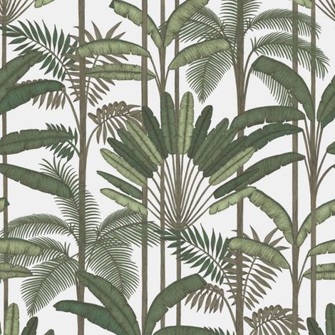 Green Tropical Leaf Vinyl Wallpaper Jungle Palm Tree Botanical Modern Wall (1/4)