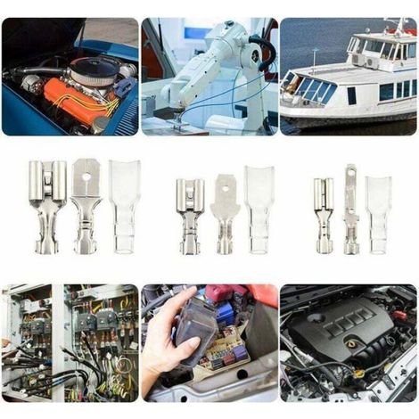 270 pcs Cosse electriques,Connecteur de fil T-Connector, mâle femelle Spade Connecteurs de fils Crimp terminal Block ave Étiquette (1/5)