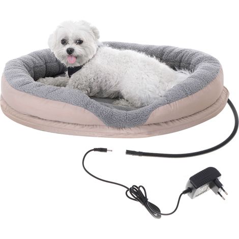 Camry CR7431 Cama Eléctrica Mascotas Perros Gatos , Calefactora Redonda 76x58cm, Lana Sintética Suave 18 W Marrón