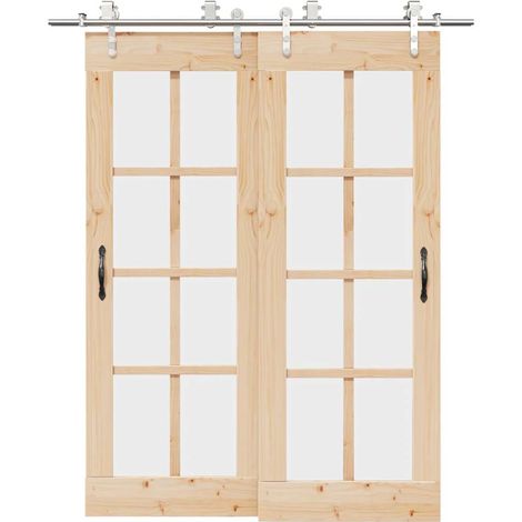 vidaXL Schiebetür-Beschlagsatz 183 cm Edelstahl Silbern (1/5)