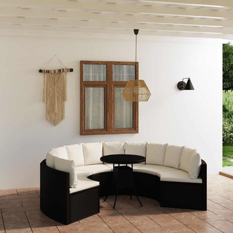 vidaXL Set de sofás de jardín 7 piezas y cojines ratán sintético negro (1/5)