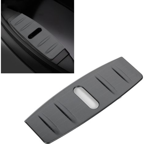 (T04) Plaque de protection avant de coffre, modification de plaque de protection de boîte de rangement avant en acier inoxydable adaptée à Tesla Model 3 2018-2023 noir titane brossé (numéro de pièce : (1/5)