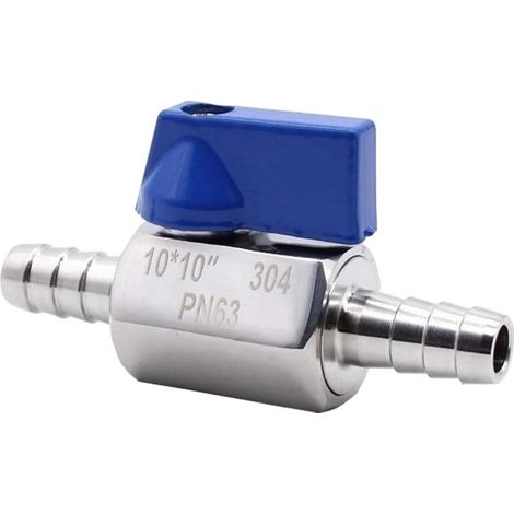 Robinet à bille en acier inoxydable, Barb x Barb Mini interrupteur d'arrêt vanne de contrôle raccords pour tuyaux flexibles(10 mm) (1/3)