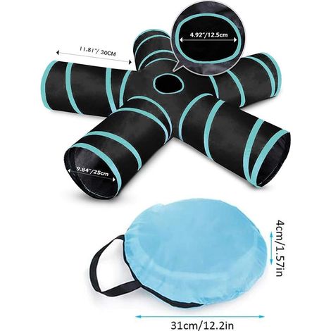 Tunnel Pour Chat 5 Voies - Tube De Tunnel Pliant Pour Animaux De Compagnie Avec Sac De Rangement Pour Chats - Chiots, Lapins, Cobaye, Utilisation (1/5)