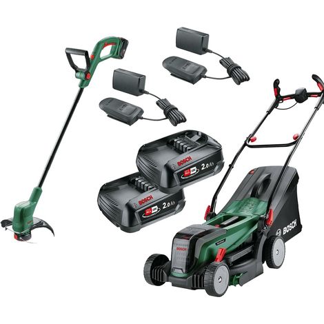 Bosch Universal Rotak 2x 18V-37-550 18v Cordless Lawn Mower Grass Trimmer 3 Bats (1/5)