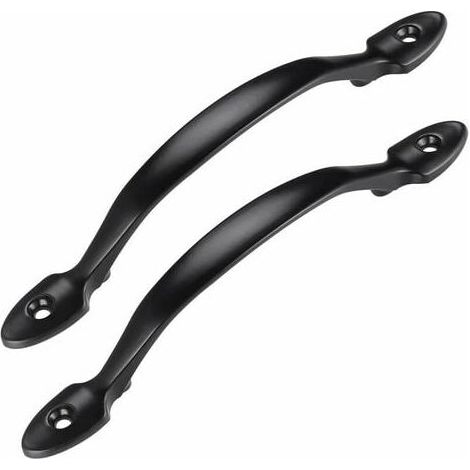 2 Pcs Black Door Handle with Screws, Stainless Steel Interior Door Handle, Cabinet Door Handle, Shed Handle, Garage Door Handle, Wooden Garden Door Handle (1/4)