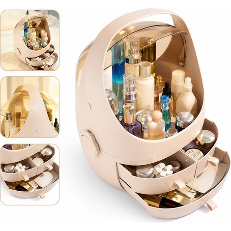 Boite de Rangement Cosmetiques Femme Portable avec Tiroirs Plastique Rose 38.5 x 30.2 cm (1/5)