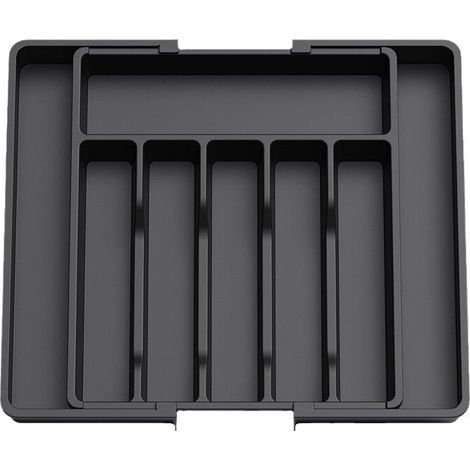 Cutlery Organizer, Expandable Drawer Cutlery Tray, Black Kitchen Adjustable Drawer Organizer (1/5)