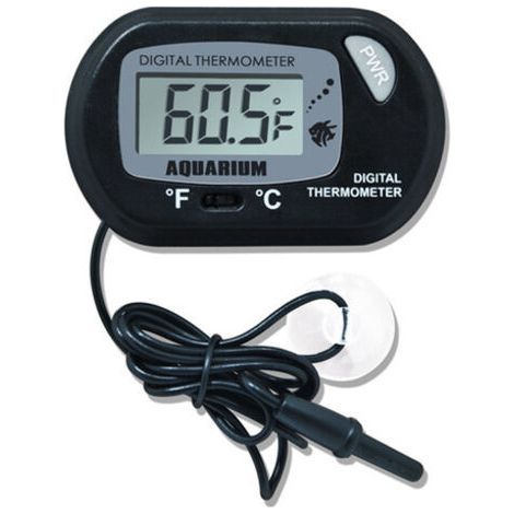 LCD Digital Aquarium Thermometer with Suction Cups and Waterproof Probe for Aquarium Fish Tank, Vivarium Reptile Terrarium (2PCS, Black) (1/4)
