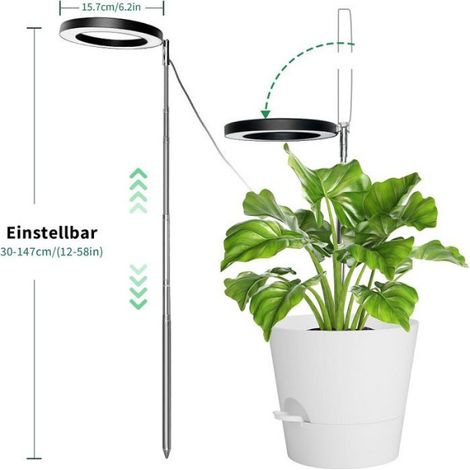 Lampe de culture LED à spectre complet pour la croissance des plantes d'intérieur, 147 cm, 70 LED, minuterie 3/9/12 heures (1/5)