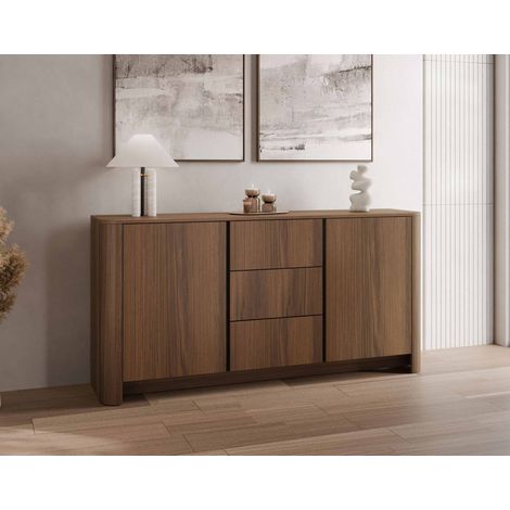 Youri - buffet bas 168 cm effet noyer - 2 portes et 3 tiroirs - effet noyer (1/5)