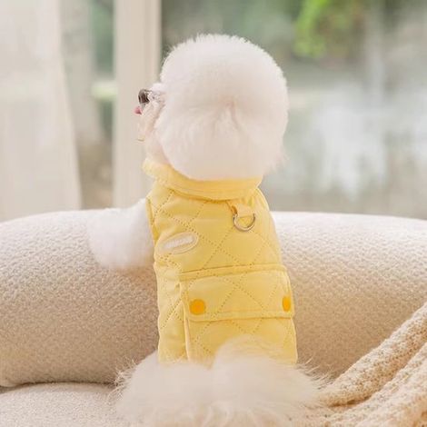 Gilet imbottito per animali domestici con punto di aggancio per il guinzaglio, ideale per autunno e inverno, taglia L (peso consigliato 3,65 kg). (1/4)
