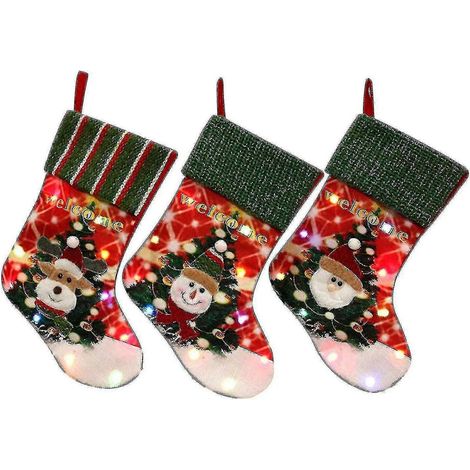 Chaussette de Noël illuminée à LED, décorations de Noël (1/2)