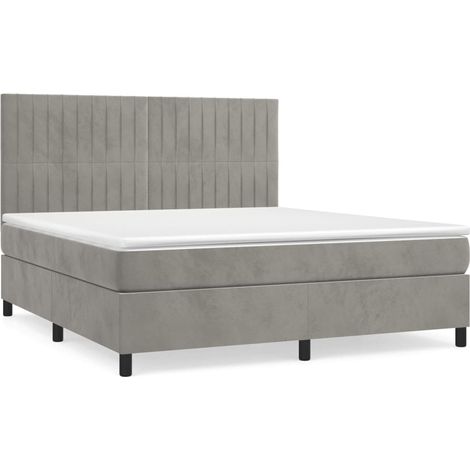 Maison Exclusive - Sommier à lattes de lit et matelas Gris clair 160x200cm Velours (1/5)