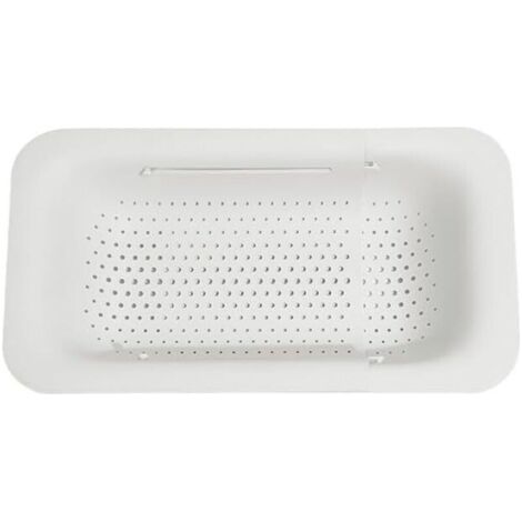 Pair Passoire de cuisine pliable et extensible, à poser sur l'évier, en silicone, portable et réglable, pour laver fruits, légumes et nouilles (blanche)