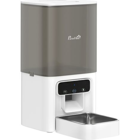 Distributore Automatico di Cibo per Gatti 4,5L con APP e Registratore Vocale in ABS e Acciaio Bianco e Grigio (1/5)