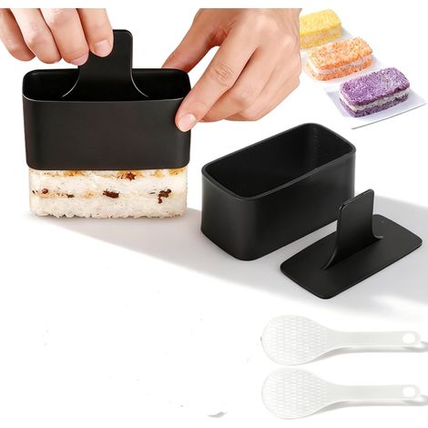 Set de moules à boules de riz en forme de nœud, lot de 2 pièces avec 2 spatules à riz, moule à presser pour onigiri, idéal pour les bentos, apéritifs, fêtes et pique-niques (couleur: noir)(10565cm) (1/5)