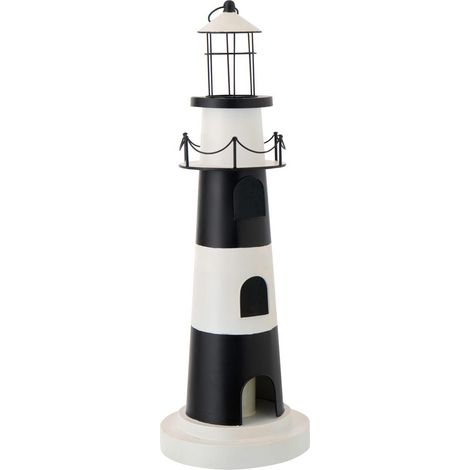 Phare Déco Lumineux "Mer" 84cm Noir & Blanc (1/3)