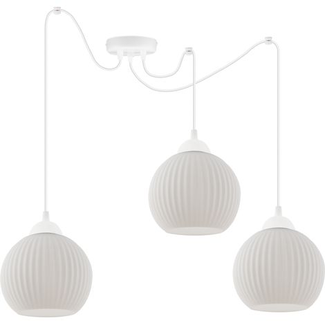 LAMPE SUSPENDU SPIDER RIFFLE BLANC 3 FLASH LAMPE BLANCHE BOULE E27 (1/5)