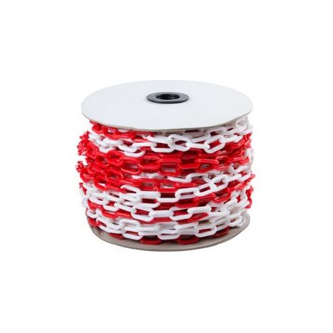 Chaîne de délimitation en plastique rouge blanc 6 mm d'épaisseur Rolle 25 mètres Brixo (1/4)