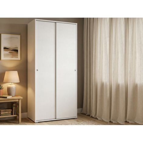 Dmora Guardaroba Dalia, Armadio a 2 ante scorrevoli e 4 ripiani, Mobile moderno multiuso per camera da letto, 100% Made in Italy, Cm 90x45h195, Bianco, con imballo rinforzato (1/5)