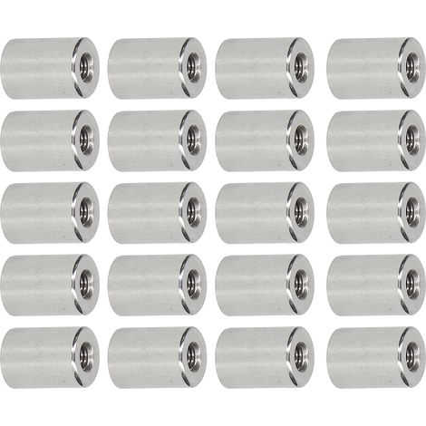 20 écrous de raccordement pour tige ronde, filetage femelle, acier inoxydable 304, M5x0,8, 12 L16 mm (1/5)