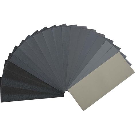 20 Pièces Papier de Verre, Papier a Poncer Carrosserie, Papier de Verre Imperméable, Papier de Verre à Grain Assorti de 120 à 5000, 9 x 3,6 Pouces pour Le Ponçage Automobile (1/5)