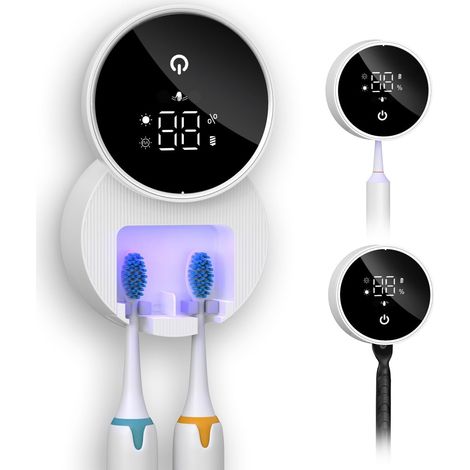 Support mural pour brosse à dents électrique avec nettoyeur UV, idéal pour la salle de bain. (1/5)