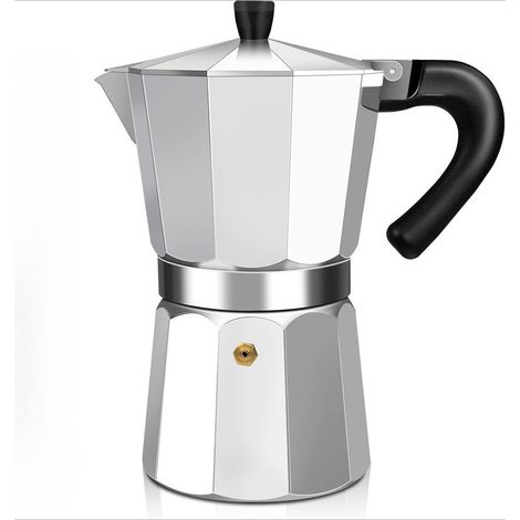 Aluminum Espresso Stovetop Moka Pot Express Coffee Maker Percolator Italian Classic Mocha Coffee Machine for Italian and Cuban Cafe Brewing, 300ml 6 Cup Argent