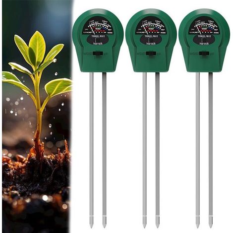 Kit de medidor de humedad del suelo,Medidor de humedad para plantas,Cuidado de plantas de interior,Medición 3 en 1,6 x 3,5 x 25,5 cm,Verde (1/5)