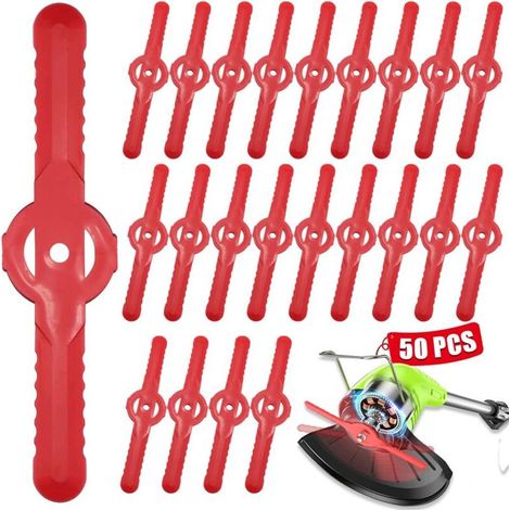 Lot de 50 lames de tondeuse à gazon en plastique, 135 mm, lames de rechange pour tondeuse à gazon sans fil, accessoires pour pelouse, jardin, verger, bois ou pastoral (1/4)