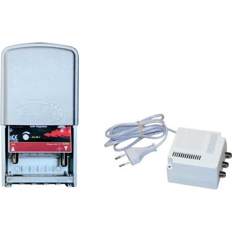 Kit amplificateur TV - ELAP - 30 dB - Réglable UHF - Entrée et sortie F - Alimentation 2 sorties TV