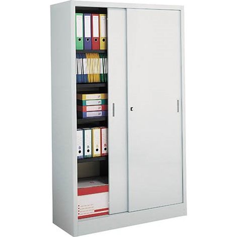 Armoire porte coulissante 200x120 gris - Maxiburo (1/2)