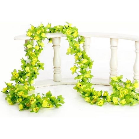 Guirlande Fausse Rose - Vigne Artificielle 230 Cm - Fleur Synthétique avec Feuilles en Plastique et Tissu Soyeux - Décoration Intérieure Extérieure - 4 Pièces (1/5)