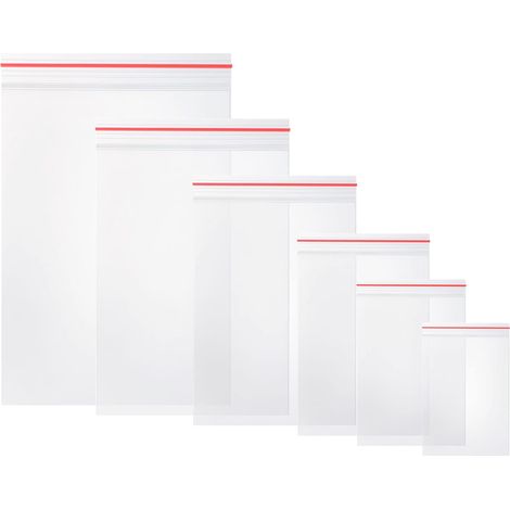 Sachet Plastique - 600 Pièces - Polyéthylène Alimentaire - Fermeture Zip Réutilisable - Cuisine et Rangement - 6 Tailles (1/5)