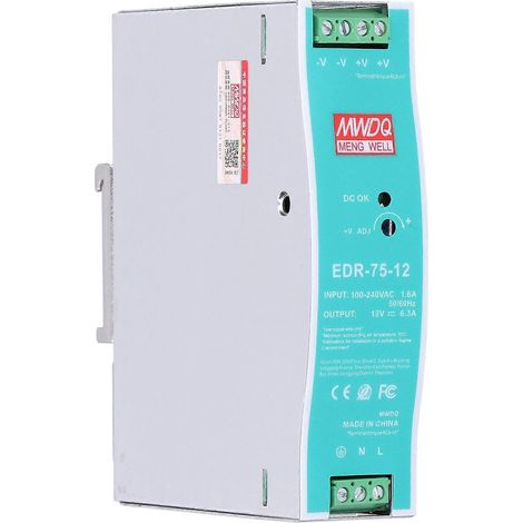 EDR‑75‑12 Industrielles Schienennetzteil 6,3 A 75,6 W Stabiles Schienennetzteil AC100‑240 V (1/4)